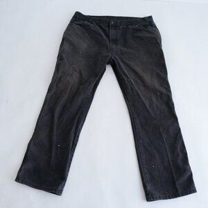 Dickies Black Distressed Faded Carpenter Work Dungaree Heavyweight Pants 38X32